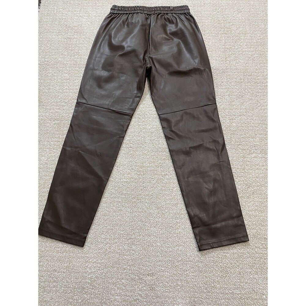 Anthropologie Ankle Pants Brown Faux Leather Drawstring Pockets Women's XS - Picture 16 of 16